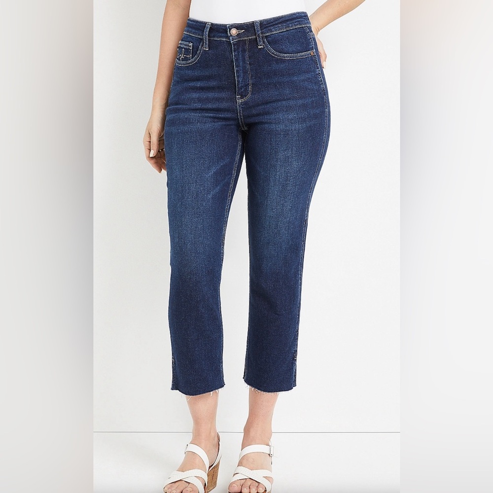 Judy Blue NWT High Waisted Raw Hem Cropped Straight Leg Jeans, Plus Size 18W